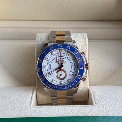 Rolex Yacht-Master II 44mm Two Tone Gold Steel White Dial 116681 2017