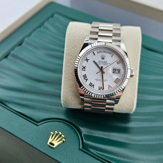 Rolex Day-Date 36 White Dial Roman Numerals President Bracelet 128239 Full Set 2023