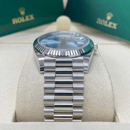 Rolex Day-Date 40 Ice Blue Roman Dial Platinum 228236 2025 Full Set