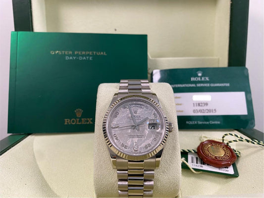 Rolex Day-Date 36 Meteorite Teardrop Dial White Gold 118239 2007
