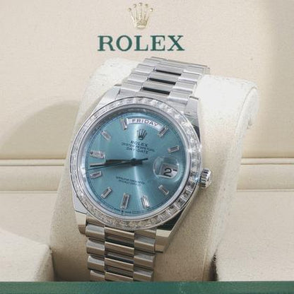 Rolex Day-Date 40 228396TBR Ice Blue Baguette Dial