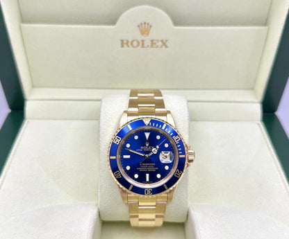 Rolex Submariner Date 16618 Blue Dial Blue Bezel 18K Yellow Gold 2006