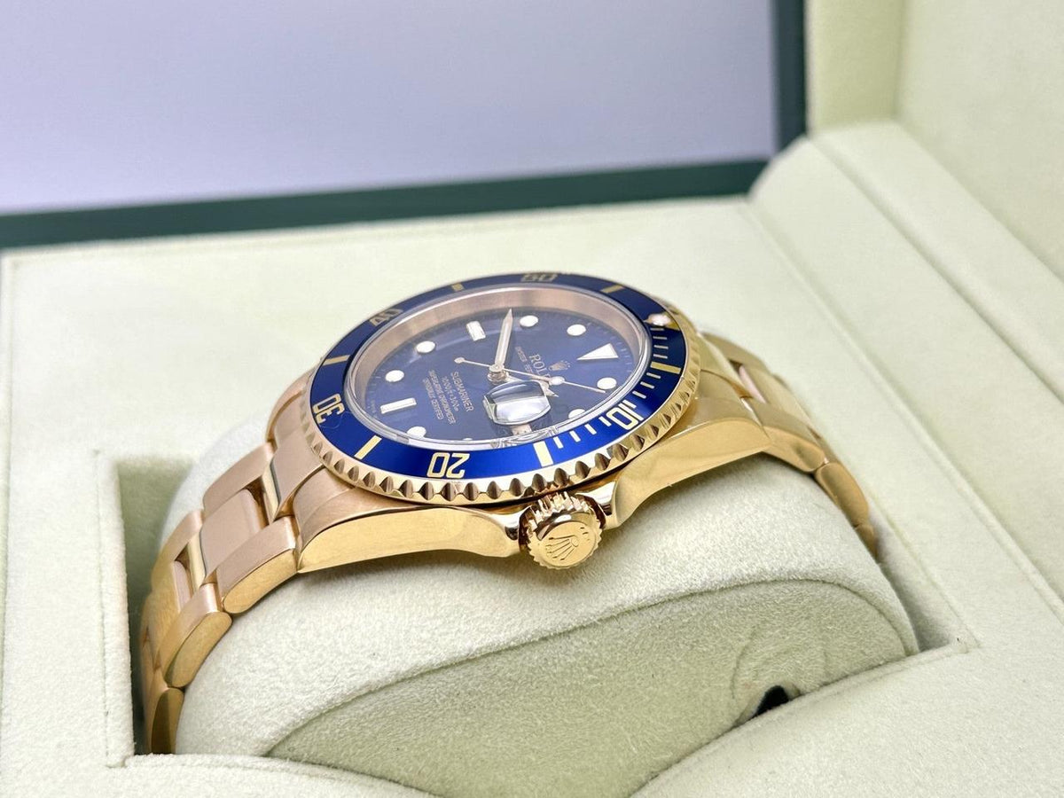 Rolex Submariner Date 16618 Blue Dial Blue Bezel 18K Yellow Gold 2006