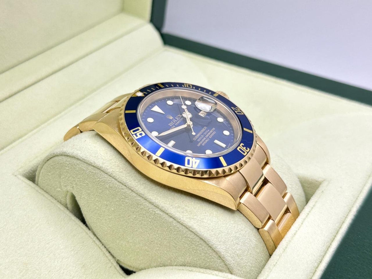 Rolex Submariner Date 16618 Blue Dial Blue Bezel 18K Yellow Gold 2006