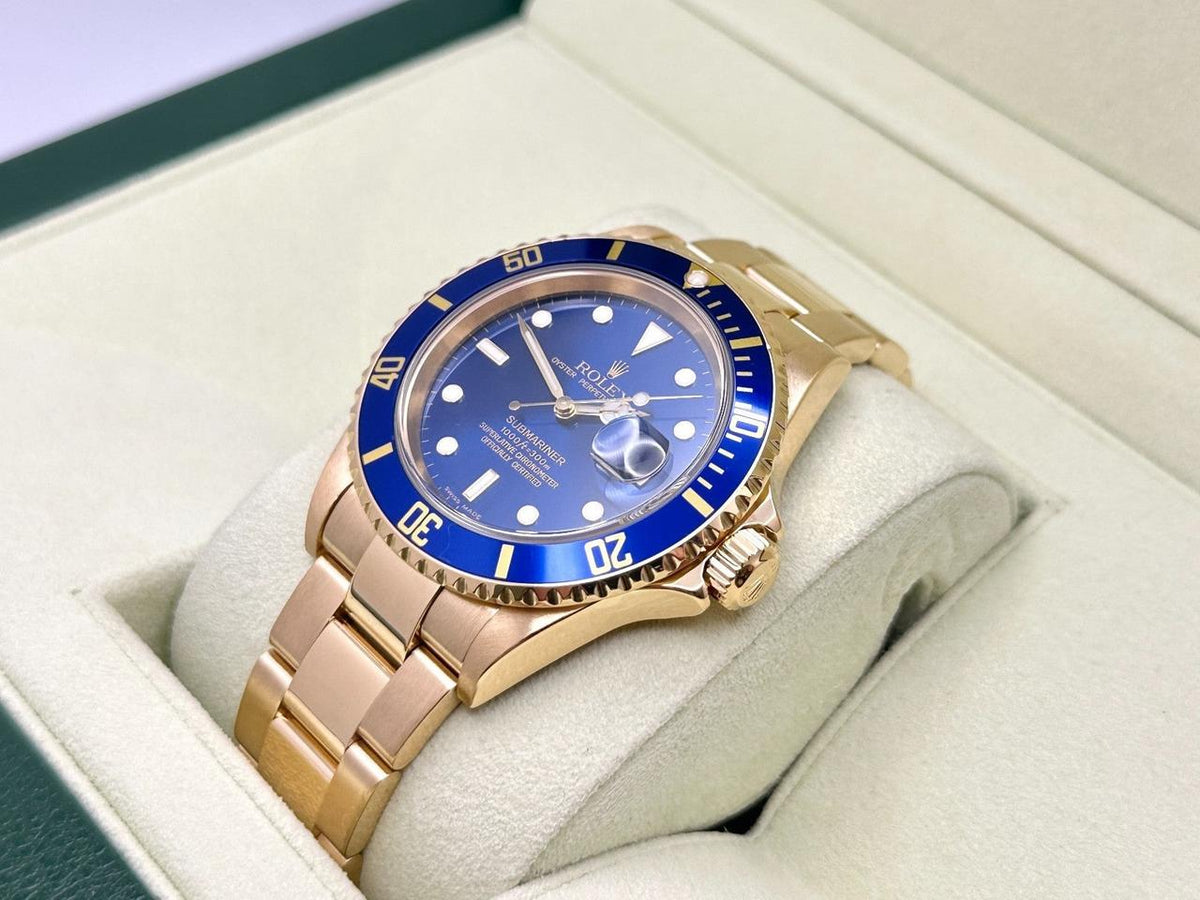 Rolex Submariner Date 16618 Blue Dial Blue Bezel 18K Yellow Gold 2006