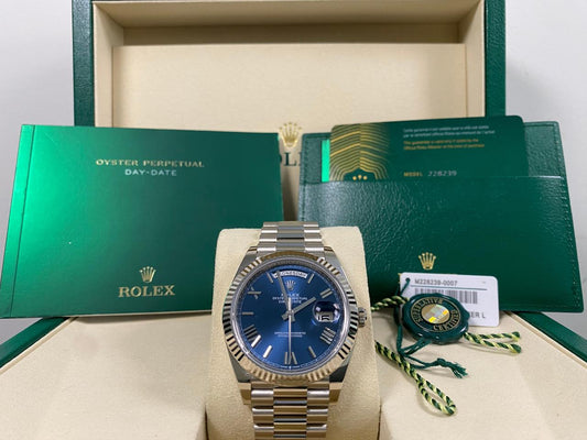 Rolex Day-Date 40 Blue Dial Roman Numerals President Bracelet 228239 Full Set 2026