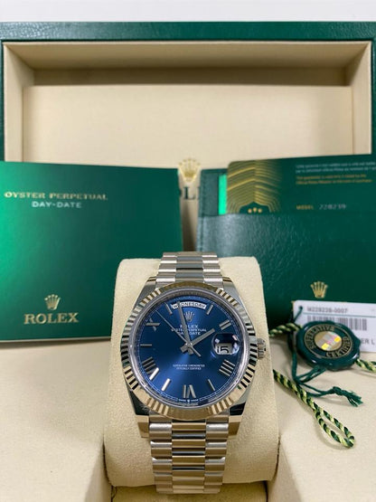 Rolex Day-Date 40 Blue Dial Roman Numerals President Bracelet 228239 Full Set 2026