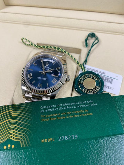 Rolex Day-Date 40 Blue Dial Roman Numerals President Bracelet 228239 Full Set 2026