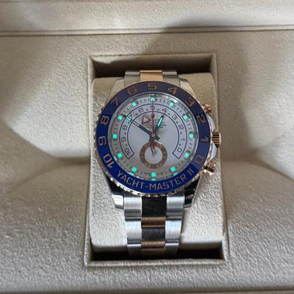 Rolex Yacht-Master II 44mm Two Tone Gold Steel White Dial 116681 2017