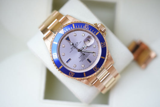 Rolex Submariner Date 16618 Slate Serti Dial Blue Bezel Z Serial
