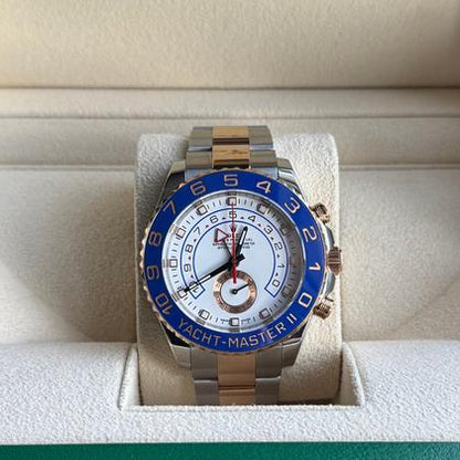 Rolex Yacht-Master II 44mm Two Tone Gold Steel White Dial 116681 2017